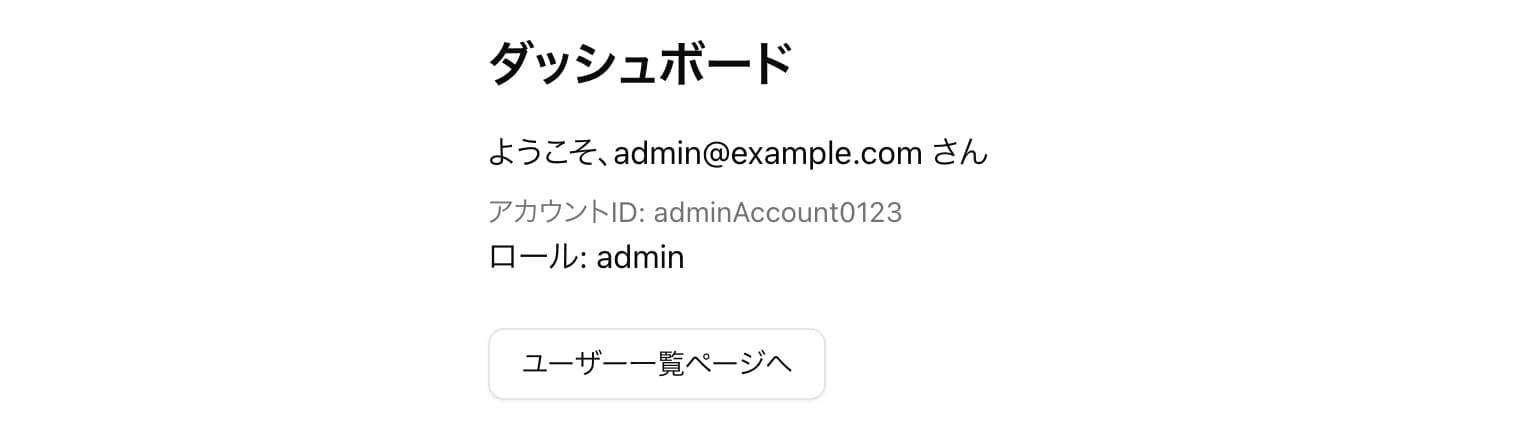 admin権限のダッシュボート