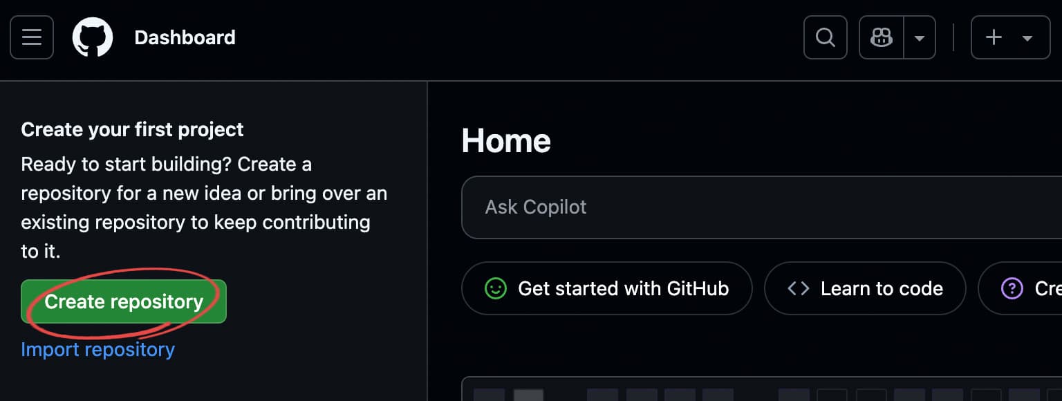 GitHub管理画面のダッシュボード
